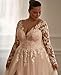 RYANTH Plus Size Long Sleeve Tulle Wedding Dresses for Bride V Neck Lace Applique A Line Bridal Gowns for Wedding with Train Size 26W A-White