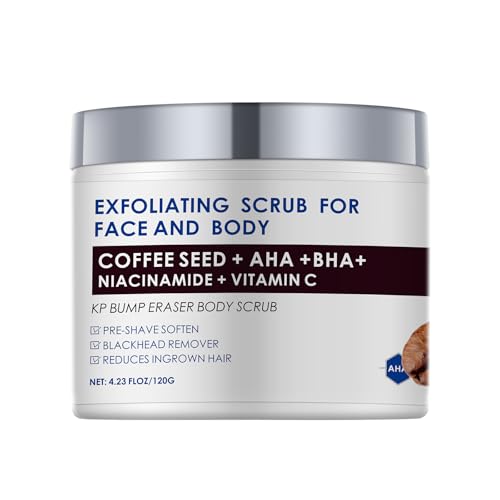 YAFUSIPE KP Bump Eraser Body Scrub with 10% AHA BHA Ingrown Hair Keratosis Pilaris Razor Bump Treatment Exfoliating Body Scrub Exfoliant Face Scrubs for Strawberry Leg Pre-shaven Blackhead 4.23OZ