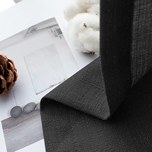 Melodieux 2 Panel Faux Linen Voile Net Curtains Semi Sheer Rod Pocket Drapes for Bedroom, Living Room, Window - Black, 55 x 102 inch drop (140 x 260cm) - Cosy Home Interiors Melodieux 2 Panel Faux Linen Voile Net Curtains Semi Sheer Rod Pocket Drapes for Bedroom, Living Room, Window - Black, 55 x 102 inch drop (140 x 260cm) - Image 8