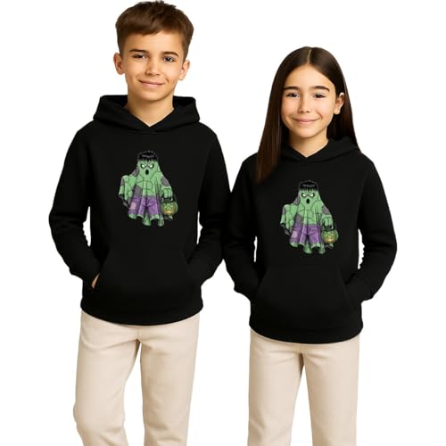 Disfraz de Halloween con dibujos animados de superhéroe, disfraz de Halloween, sudadera con capucha para niños, Espíritu 4 (negro), 128