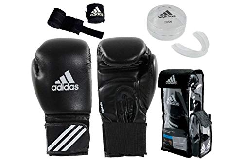 adidas Boxing Set Mouth Guard & Hand Wrap Black 12oz