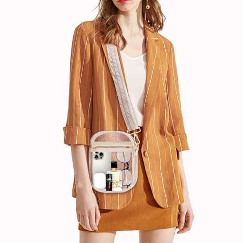 Image of Fibrdoo Clear Crossbody Purse Bag, Clear Bag Stadium Approved with Front Pocket for Concerts Sports Festivals