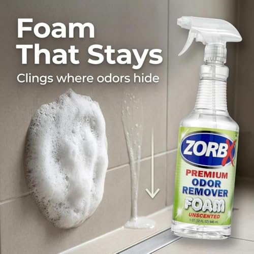Image of ZORBX Unscented Odor Remover Foam 32 Oz, Hospital-Grade, Extra Strength | Fragrance-Free Permanent Odor Eliminator Foamer for Pets, Drains, Garbage Disposal, Carpets, Bathroom & Kitchen