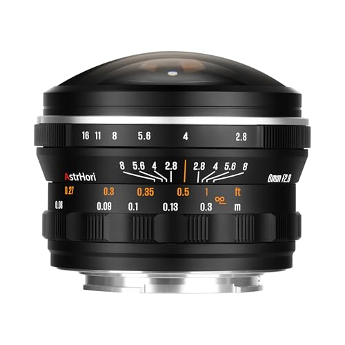 AstrHori 6 mm F2.8 220° Ultraweitwinkel-Zirkular-Fischaugenobjektiv mit manueller Fokussierung,Vollformat-Festbrennweite for Sony E-Mount-Kameras spiegellose