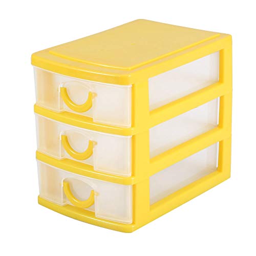 Drawer Storage Organizer, 2 Layers Drawer Convenient Drawer Storage Box, 3 Layers Drawer(3 layers of yellow)