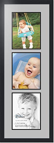 ArtToFrames Double-Multimat-867-88/89-FRBW26079 Collage Photo Frame Double Mat with 3-8.5x11 Openings and Satin Black Frame