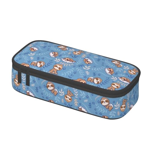 Image of Cute Sleep Sloth Large Pencil Case With Zipper Compartments Stationery Pencil Bag For Kids Teens Students School Supplies
