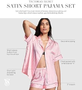 Victoria's Secret Saten Kısa Pijama Takımı, Kadın Pijama (XS-XXL