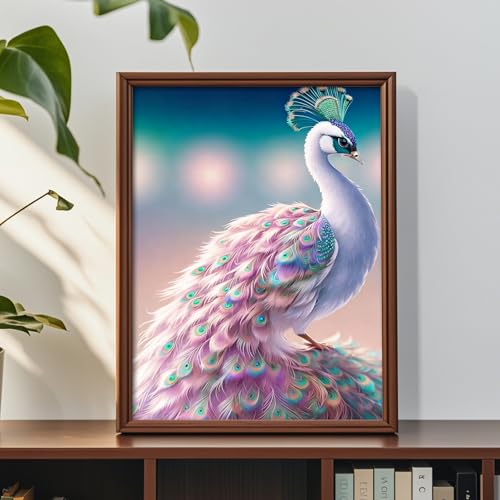 Image of Diamond Paintings Kits for Beginners, Full Round Drill Diamond Arts Kits for Adults, Elegant Peacock Paint by Diamonds, 5D DIY Diamond Painting Dot Gem Art, for Home Wall Decor 12x16 Inch