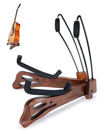 Musbeat Guitar Stand, Acoustic Guitar Stand Foldable with Padded Foam, Black Walnut Wood Guitar...