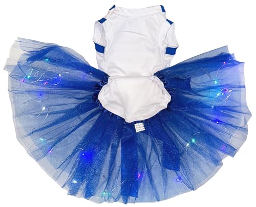 Robe pour chiot à éclairage LED bleu avec motif Hexagram Star blanc taille M - 3