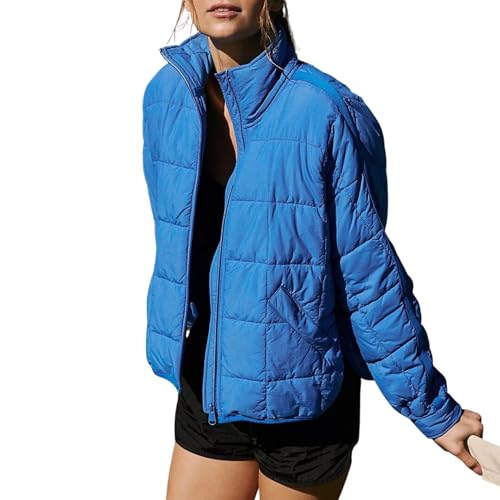 Esmeling Women’s Baggy Lightweight Puffer Jackets Quilted Full Zip Packable Short Down Coat with Pockets