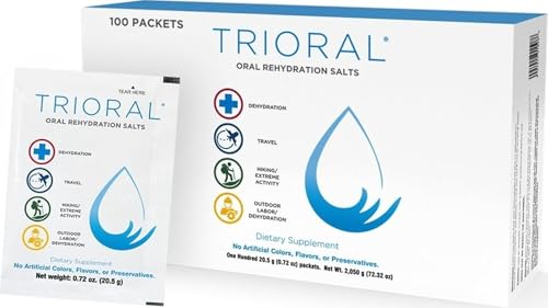 TRIORAL Electrolyte Powder Oral Rehydration Salts, 100 Drink Packets