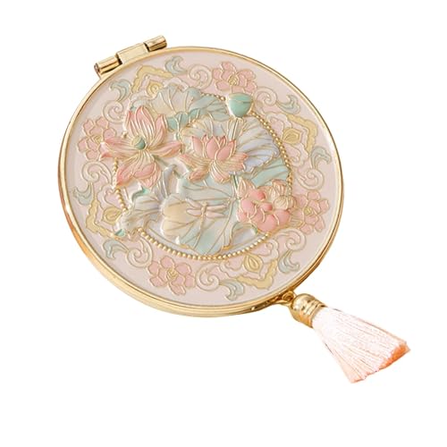 Miroir de maquillage pliable rose compact double face métal - 7