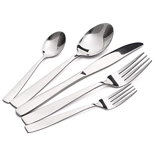 MEJAJU Stainless Steel Cutlery Set Reusable Mirror Polished Flatware Set 20 Pieces Utensil Set for 4 Tableware Cutlery Set for Home Restaurant Include Knife Forks and Spoons Dishwasher safe