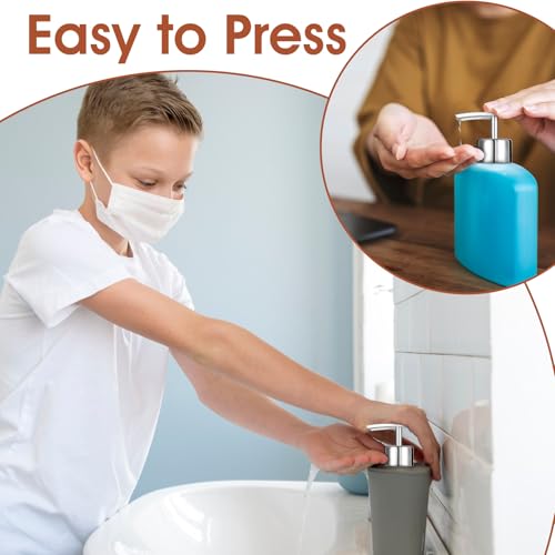 Prasacco 2 Stück Seifenspender Pumpkopf, ABS Seifenspender Ersatzpumpe mit 15 cm Schlauch Seifenpumpe Pumpspender für Shampoo, Duschgel, Handseife, Seifenwasser, Geschirrspülmittel (Silber)