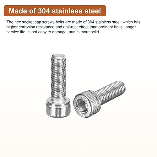 DTGN M8x25mm Socket Head Cap Screws Bolts, 10Pcs 304 Stainless Steel 18-8, Metric Machine Hex Socket Screw, Hex Drive - Image 3