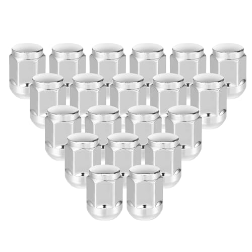 Image of 20 Pcs Wheel Lug Nuts Compatible for Honda Civic 2017-2021 for Honda Odyssey 2007-2010, Durable M14 x 1.5 Carbon Steel Silver Tone Tire Lugnuts