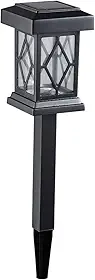 Luminária Solar Mini Poste de Jardim Colonial Balizador LED IP65 Espeto para Grama e Área Externa, Iluminação Automática Decorativa, Branco Frio 6500K