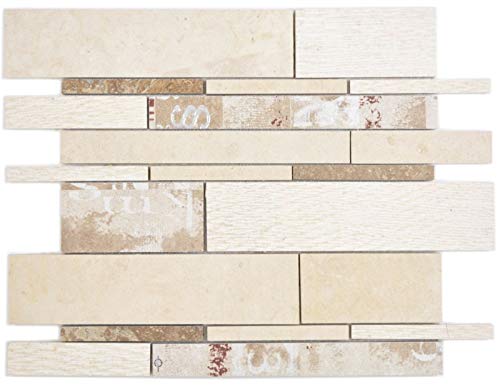 Compuesto de mármol/cerámica mezcla beige/color 3F Mosaik azulejos pared azulejos cocina baño MOS180-B03STB_f