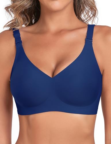 Image of JOYTREE Silky Bras for Women No Underwire V Neck Bralettes for Women Cloud Feel Everyday T Shirt Bra with Extender-EBE, XL