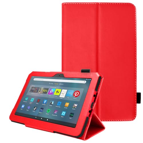 TECHGEAR Hülle für Neue Fire Max 11 Tablette (13. Generation) PU Leder Slim Hülle mit Ständer und Handschlaufe [Auto Schlaf/Wach] Schutzhülle Tasche für Amazon Fire Max 11 2023 - Rot