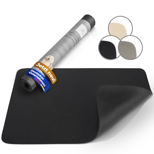 Miggo® Saugfähige Premium Napfunterlage für Katzen und Hunde 70x100 cm Schwarz Futtermatte Futterunterlage Hundenapf Fressnapf Katze rutschfeste Unterlage Für Futter, Wasser, Brunnen, Kunstleder XXL