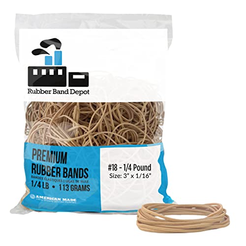Rubber Band Depot RBD-18-1/4LB 3''X1/16'', Size #18, Approximately 450 Rubber Bands Per Bag cover