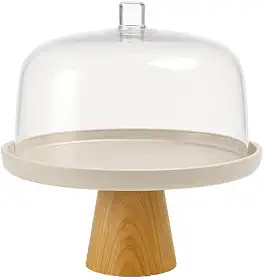 Ou Boleira com Pé e Cúpula 25cm Bege Linha Lume