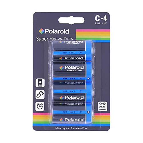 4 x Polaroid C Type 1.5v R14P Heavy Duty Batteries