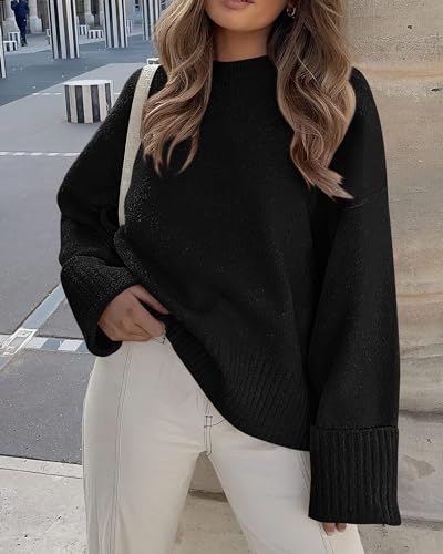 Image of PRETTYGARDEN Women's Fall Fashion Cozy Oversized Sweaters | Soft Warm,Ribbed Chunky Knit,Crewneck Long Sleeve,Loose Fit Fuzzy, Pullover Tops,Dressy Casual Blouses,Holiday Winter Outfits