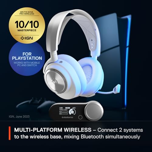 Image of SteelSeries Arctis Nova Pro Wireless Multi-System Gaming Headset - Neodymium Magnetic Drivers - Active Noise Cancellation - Infinity Power System - Gen 2 Mic - PS5, PS4, PC, Switch, Mobile - White