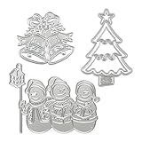 Metal Christmas Bell Tree Cutting Dies Embossing Stencil Mold for Card Making Album Stamps, Snowman Template Tool for Scrapbooking Paper DIY Christmas Décor Paper Craft