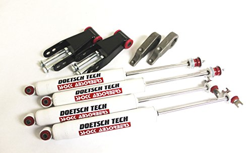 RTZ - Compatible with Ford Ranger Pickup Lift Kit Adjustable 1-3" Front Lifted Torsion Keyways + Adjustable Rear 1-2" Lift Shackles + Set of Doestch Tech Premium Nitro Gas Charged Shocks 6 CYL 4wd