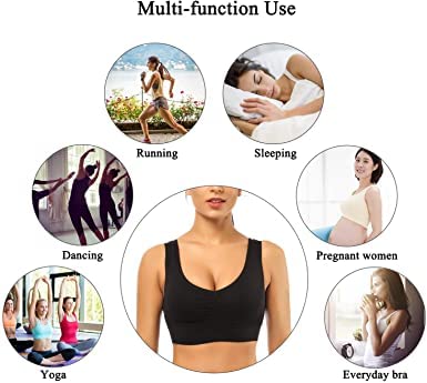 Image of Fshway Women's Cotton Lightly Padded Sports Bra Stretchable Air Bra Removable Pad & Non-Wired Bra Women's Cotton Slip On Active Bra(its a Best for 32 to 36 Bust Size)