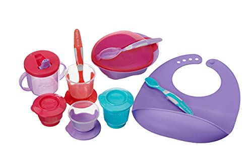 Vital Baby Nourish Start Weaning Kit – Weaning and Feeding Set – Spoons, Pots, Bowl, Cup & Bib – Bright Colours…