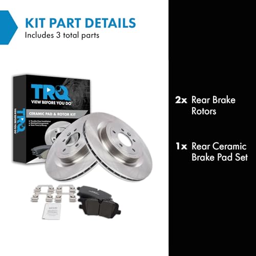 Image of TRQ Rear Brake Pad and Rotor Set Ceramic Compatible with 2013-2021 Land Rover Range Rover 2014-2021 Range Sport