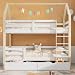 Moimhear Entrar y salir de la cama, cama doble, 90x200cm, cuna en forma de casa, cajones grandes, cama de casa de pino, blanco+color madera