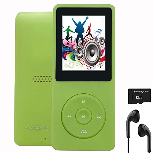 Mp3 Player 32Gb, Imkavery Music Player For Kids With Earphone And Lanyard, Built-In Speaker/Photo/Video Play/Fm Radio/Voice Recorder/E-Book Reader, Supports Up To 128Gb, Green #TOP3