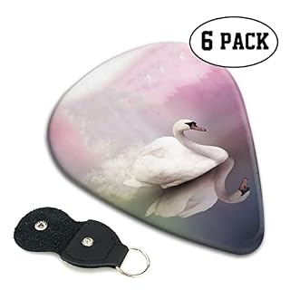 White Swan Lot de 6 médiators pour guitare acoustique, guitare électrique, basse, ukulélé – fins, moyens et épais. – Image 2