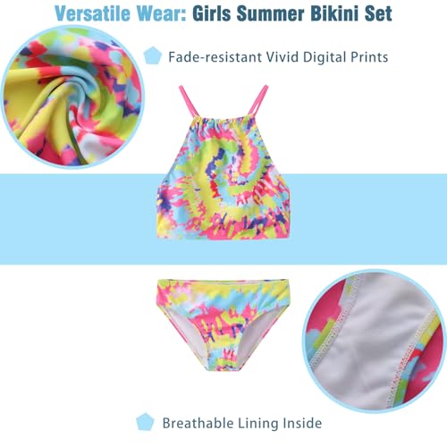 Image of Girls 3 Piece Swimsuits for Teen Girls Bikini Set with Skirt Hawaiian Bathing Suits Beach Swimwear 3-16 Years