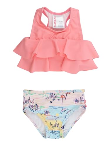 Image of RuffleButts Girls UPF50+ Sun Protection Flounce Bikini Two Piece Swimsuit