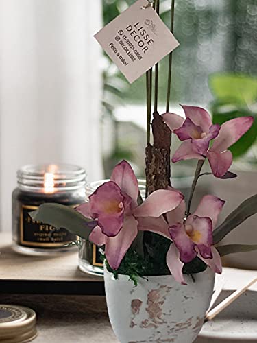 Flor Artificial Orquídea Bambu Vasinho Cerâmica Presente