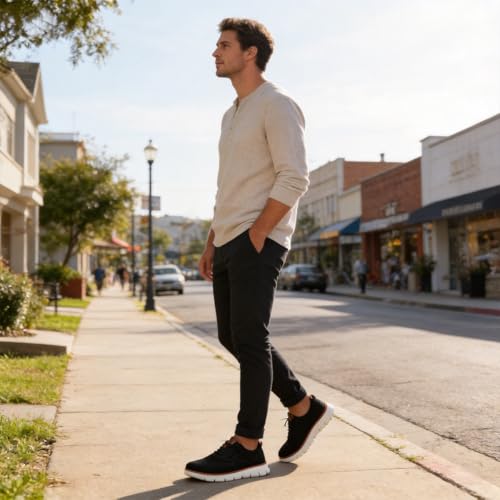 Image of Wearbreeze Men's Business Casual Oxford Sneakers - Lightweight Lace-Up Dress Shoes for Work, Travel & Daily Commute