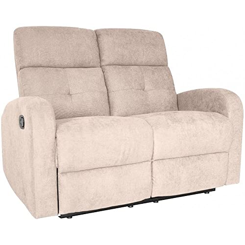 Mediawave Store - Divano a 2 Posti RECLINER con Poggiapiedi e Schienale Reclinabile 130x77x64H cm, 2 Poltrone Alza Persona Indipendenti, Divanetto Relax, Comodo (Sabbia)