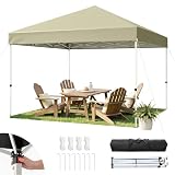 Hawthyhome Pavillon 3x3 Wasserdicht Stabil Winterfest, Faltpavillon 3x3 mit Tragetasche, Pop Up Pavillon UV Schutz 50+, Faltbar Höhenverstellbar Partyzelt Gartenpavillon Für Outdoor Camping, Beige