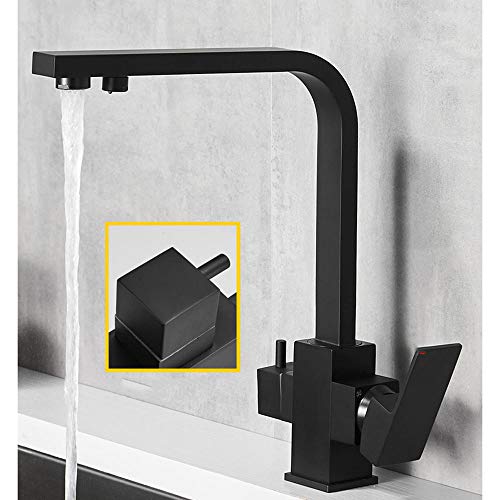 Purificateur d'eau en laiton chaud et froid noir pour évier de cuisine chic - 3
