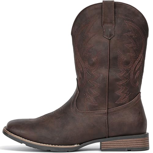 Image of IUV Cowboy Boots For Men with Wide Square Toe Western Retro Boot