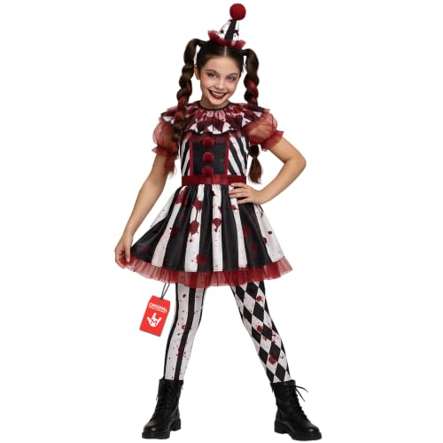 Morph Scary Clown Costume For Girls, Girls Halloween Costumes for Kids, M