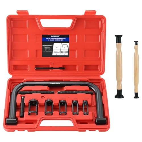 DASBET Valve Spring Compressor & Valve Lapper Set with 4 Suction Plates | Spring Clamp Service Kit with Solid C Clamp for Motorcycle, ATV, Car, Small Engine Vehicle Equipment